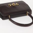 CELINE Hand Bag Leather Brown Gold Auth fm4934-6