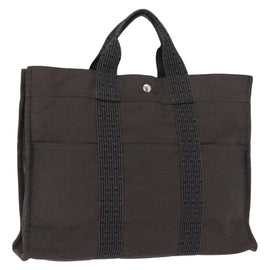 HERMES Her Line MM Hand Bag Canvas Gray Auth fm4937