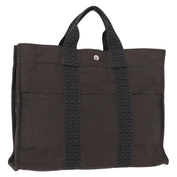 HERMES Her Line MM Hand Bag Canvas Gray Auth fm4937