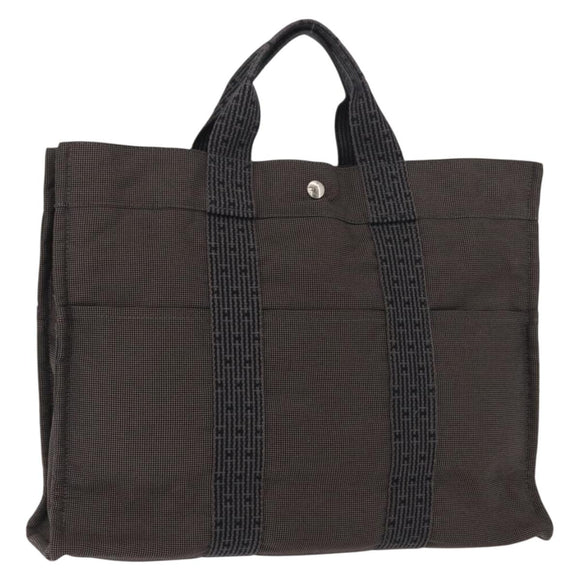 HERMES Her Line MM Hand Bag Canvas Gray Auth fm4937