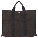 HERMES Her Line MM Hand Bag Canvas Gray Auth fm4937-13