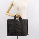 HERMES Her Line MM Hand Bag Canvas Gray Auth fm4937-21