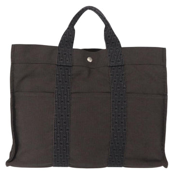 HERMES Her Line MM Hand Bag Canvas Gray Auth fm4937 - 0