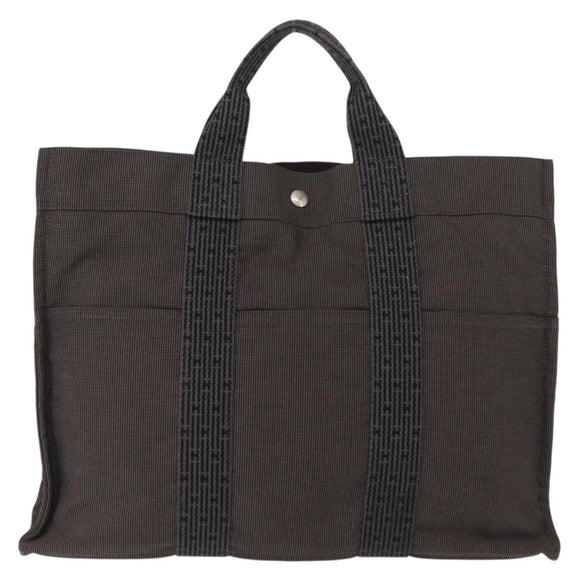 HERMES Her Line MM Hand Bag Canvas Gray Auth fm4937