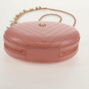 CHANEL Chain V stitch Shoulder Bag Leather Pink Gold CC Auth fm4939M-5