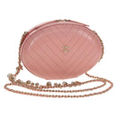 CHANEL Chain V stitch Shoulder Bag Leather Pink Gold CC Auth fm4939M-1