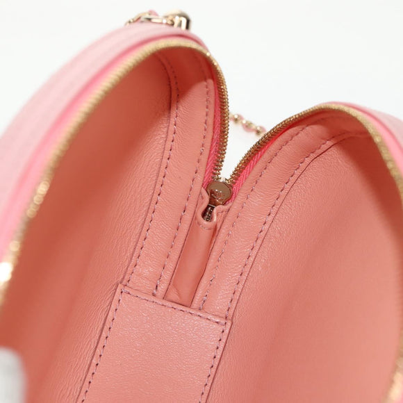 CHANEL Chain V stitch Shoulder Bag Leather Pink Gold CC Auth fm4939M