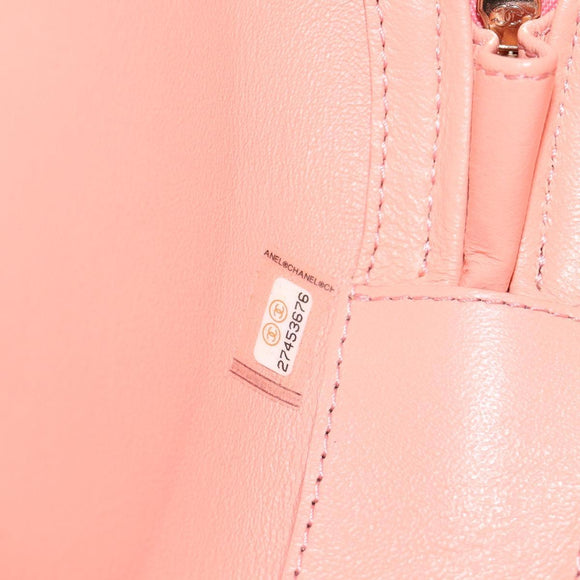 CHANEL Chain V stitch Shoulder Bag Leather Pink Gold CC Auth fm4939M