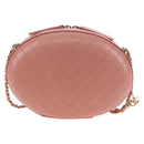 CHANEL Chain V stitch Shoulder Bag Leather Pink Gold CC Auth fm4939M-2