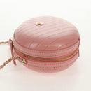 CHANEL Chain V stitch Shoulder Bag Leather Pink Gold CC Auth fm4939M-3
