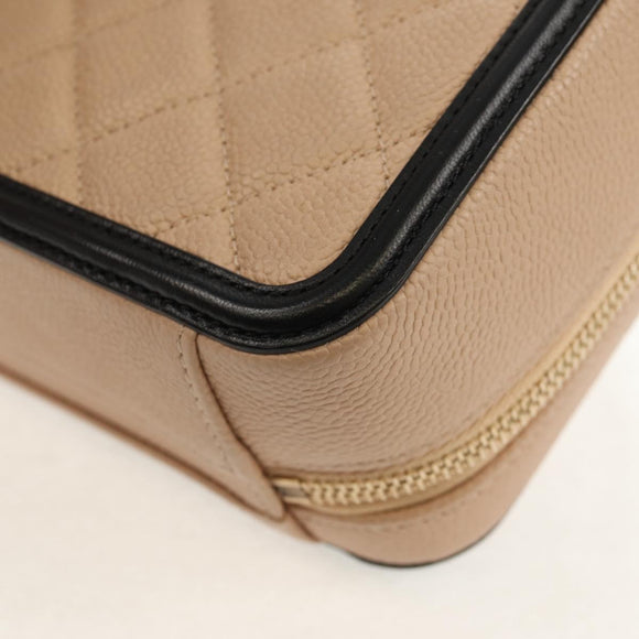 CHANEL CC Filigree Vanity Chain Bag Caviar Skin Beige Gold CC Auth fm4940M