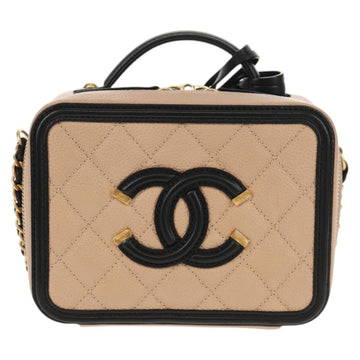 CHANEL CC Filigree Vanity Chain Bag Caviar Skin Beige Gold CC Auth fm4940M - 0