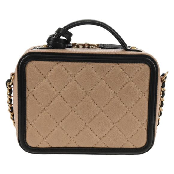 CHANEL CC Filigree Vanity Chain Bag Caviar Skin Beige Gold CC Auth fm4940M