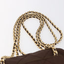 PRADA Chain Shoulder Bag Nylon Brown Gold Auth fm4942-14