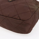 PRADA Chain Shoulder Bag Nylon Brown Gold Auth fm4942-15