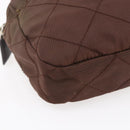 PRADA Chain Shoulder Bag Nylon Brown Gold Auth fm4942-16