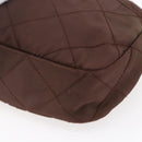 PRADA Chain Shoulder Bag Nylon Brown Gold Auth fm4942-17