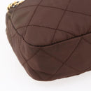 PRADA Chain Shoulder Bag Nylon Brown Gold Auth fm4942-18
