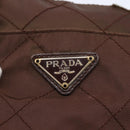 PRADA Chain Shoulder Bag Nylon Brown Gold Auth fm4942-19