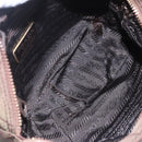 PRADA Chain Shoulder Bag Nylon Brown Gold Auth fm4942-11
