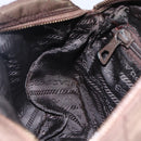 PRADA Chain Shoulder Bag Nylon Brown Gold Auth fm4942-23