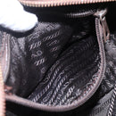 PRADA Chain Shoulder Bag Nylon Brown Gold Auth fm4942-24