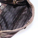 PRADA Chain Shoulder Bag Nylon Brown Gold Auth fm4942-25