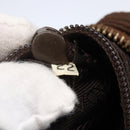 PRADA Chain Shoulder Bag Nylon Brown Gold Auth fm4942-12