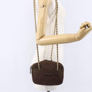 PRADA Chain Shoulder Bag Nylon Brown Gold Auth fm4942-27