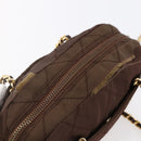 PRADA Chain Shoulder Bag Nylon Brown Gold Auth fm4942-6