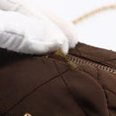 PRADA Chain Shoulder Bag Nylon Brown Gold Auth fm4942-8