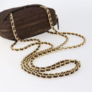 PRADA Chain Shoulder Bag Nylon Brown Gold Auth fm4942-9