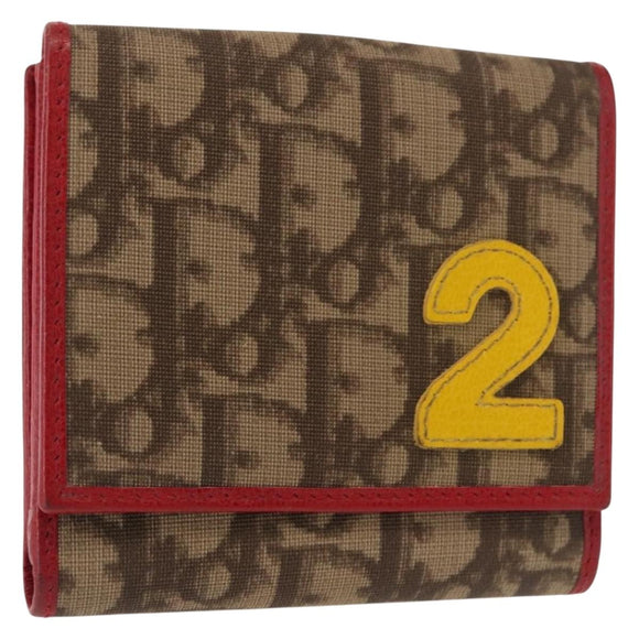 Christian Dior Trotter Canvas Bifold Wallet PVC Rasta Color Auth fm4943