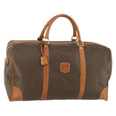 CELINE Macadam Canvas Boston Bag PVC Leather Brown Gold Auth fm4953-1