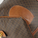 CELINE Macadam Canvas Boston Bag PVC Leather Brown Gold Auth fm4953-11
