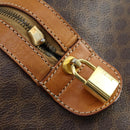 CELINE Macadam Canvas Boston Bag PVC Leather Brown Gold Auth fm4953-17