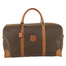 CELINE Macadam Canvas Boston Bag PVC Leather Brown Gold Auth fm4953-2