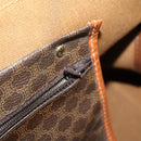 CELINE Macadam Canvas Boston Bag PVC Leather Brown Gold Auth fm4953-21