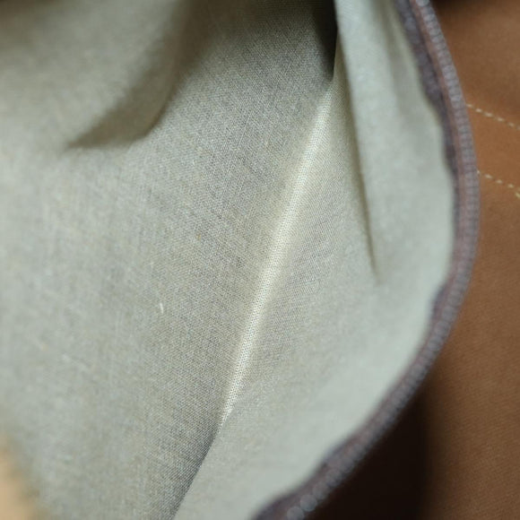 CELINE Macadam Canvas Boston Bag PVC Leather Brown Gold Auth fm4953