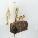 CELINE Macadam Canvas Boston Bag PVC Leather Brown Gold Auth fm4953-25