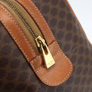 CELINE Macadam Canvas Boston Bag PVC Leather Brown Gold Auth fm4954-10