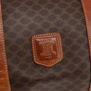 CELINE Macadam Canvas Boston Bag PVC Leather Brown Gold Auth fm4954-17
