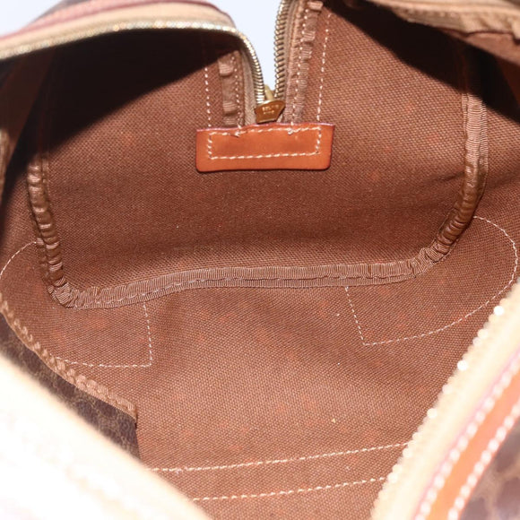 CELINE Macadam Canvas Boston Bag PVC Leather Brown Gold Auth fm4954