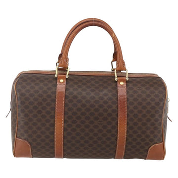 CELINE Macadam Canvas Boston Bag PVC Leather Brown Gold Auth fm4954 - 0