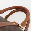 CELINE Macadam Canvas Boston Bag PVC Leather Brown Gold Auth fm4954-8