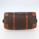 CELINE Macadam Canvas Boston Bag PVC Leather Brown Gold Auth fm4954-5