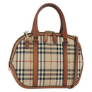 BURBERRY Nova Check Hand Bag PVC 2way Beige Gold Auth fm4955-1