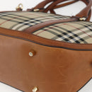 BURBERRY Nova Check Hand Bag PVC 2way Beige Gold Auth fm4955-15