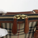 BURBERRY Nova Check Hand Bag PVC 2way Beige Gold Auth fm4955-18