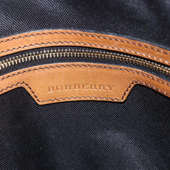 BURBERRY Nova Check Hand Bag PVC 2way Beige Gold Auth fm4955